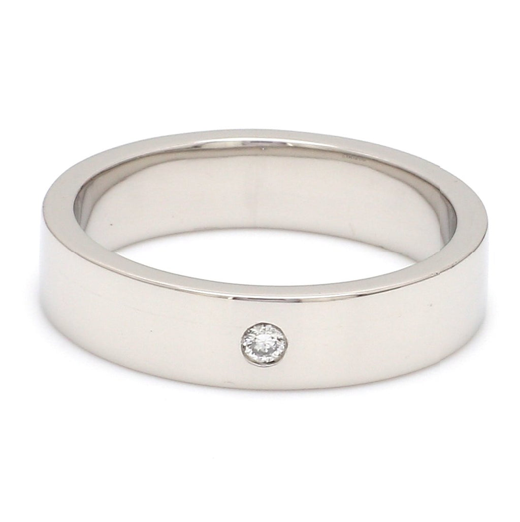 Flat Platinum Diamond Ring with Single Diamond JL PT 500 - Flat   Jewelove