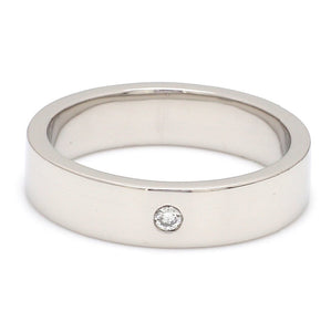 Flat Platinum Diamond Ring with Single Diamond JL PT 500 - Flat