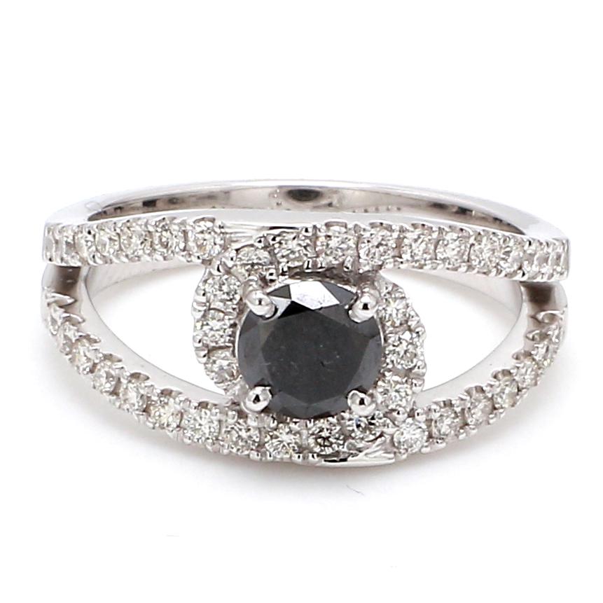 Platinum Engagement Ring for Women with Black Diamond  SJ PTO 516-BlackDiamond