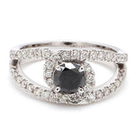 Load image into Gallery viewer, Platinum Engagement Ring for Women with Black Diamond  SJ PTO 516-BlackDiamond
