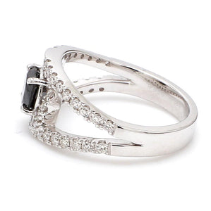 Platinum Engagement Ring for Women with Black Diamond  SJ PTO 516-BlackDiamond