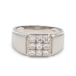 Load image into Gallery viewer, Front View of 9 Diamond Platinum Ring for Men JL PT 940 - Matte Finish
