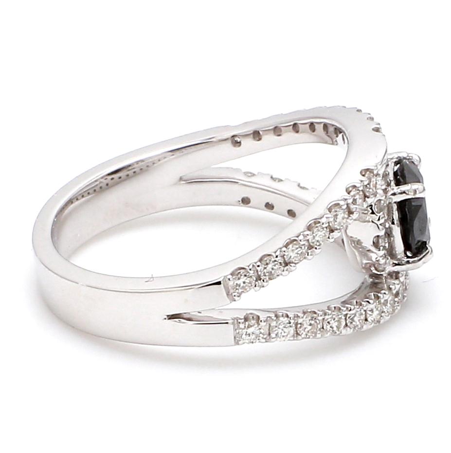 Platinum Engagement Ring for Women with Black Diamond  SJ PTO 516-BlackDiamond