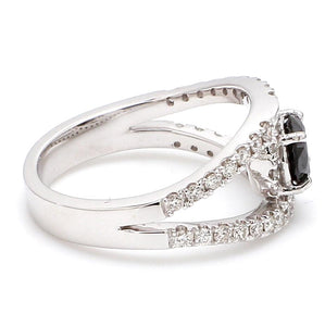 Platinum Engagement Ring for Women with Black Diamond  SJ PTO 516-BlackDiamond
