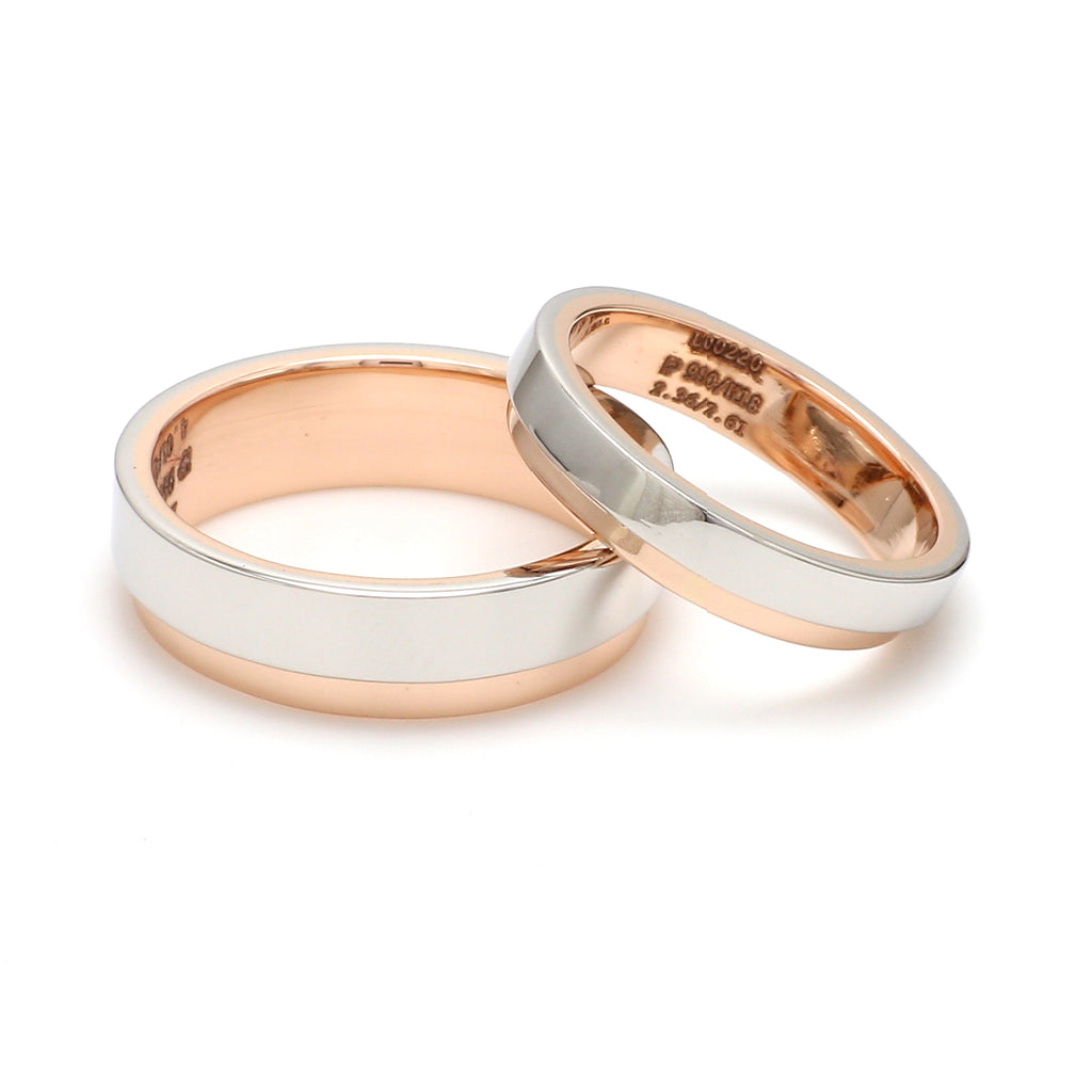 Platinum Love Bands with Rose Gold Step JL PT 925 - A  Both Jewelove.US