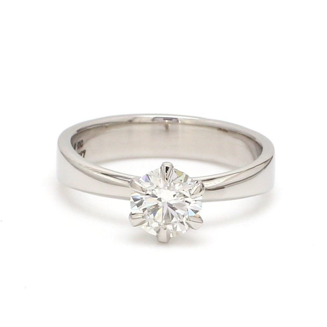 0.70 cts. 6 Prong Tapered Platinum Solitaire Ring JL PT 17