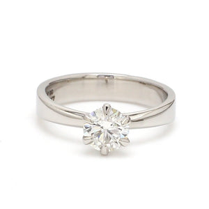 0.70 cts. 6 Prong Tapered Platinum Solitaire Ring JL PT 17