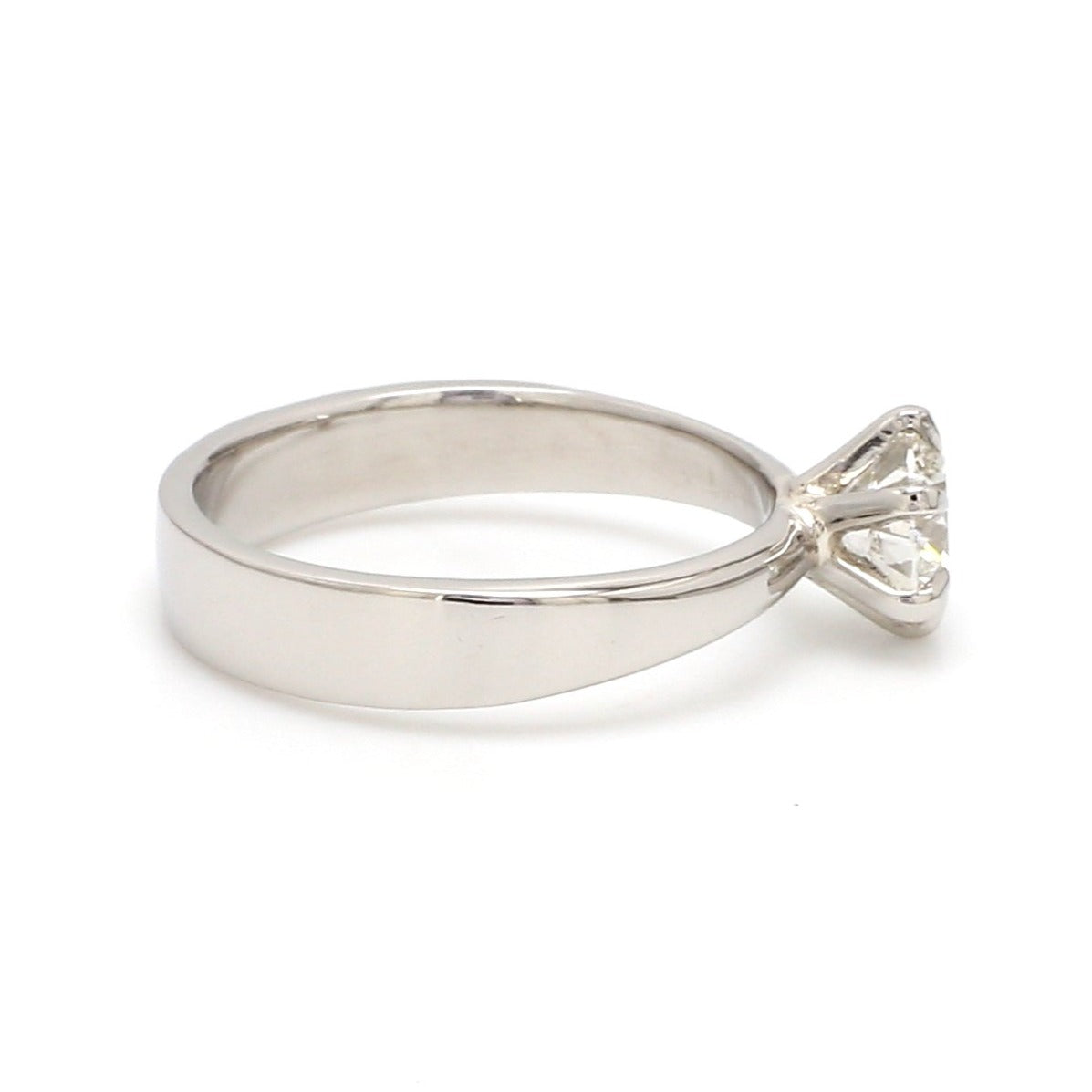 0.70 cts. 6 Prong Tapered Platinum Solitaire Ring JL PT 17