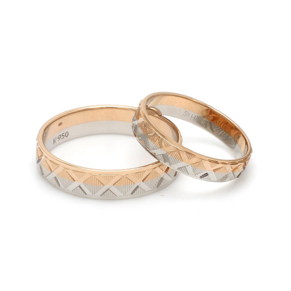 Custom Handwritten Coordinates Brushed Rose Gold Tungsten Couple's Matching Ring  Set | Vansweden Jewelers