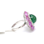 Load image into Gallery viewer, Designer Emerald Ring with Pink Sapphire &amp; Rose Cut Diamonds for Women JL AU 22RG0001   Jewelove
