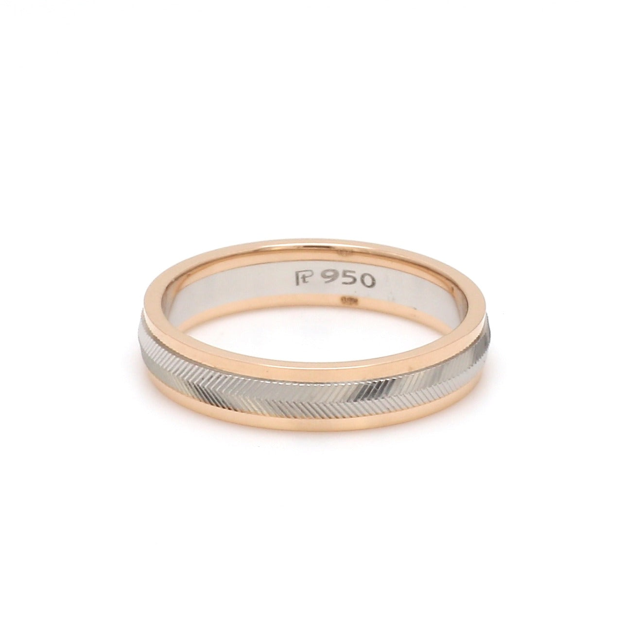 Unisex Platinum & Rose Gold Couple Love Band Rings JL PT 1124  Women-s-Band-only Jewelove.US