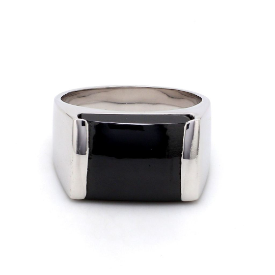 Customised Platinum Ring with Black Stone