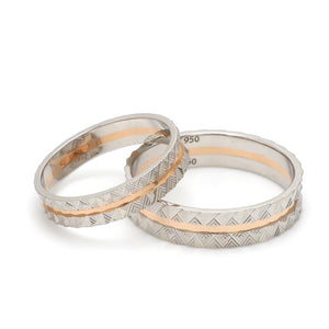 Designer Unisex Platinum & Rose Gold Couple Rings JL PT 1120   Jewelove.US