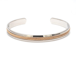 Designer Platinum & Rose Gold Open Kada Cuff Bracelet for Men JL PTB 1081   Jewelove.US