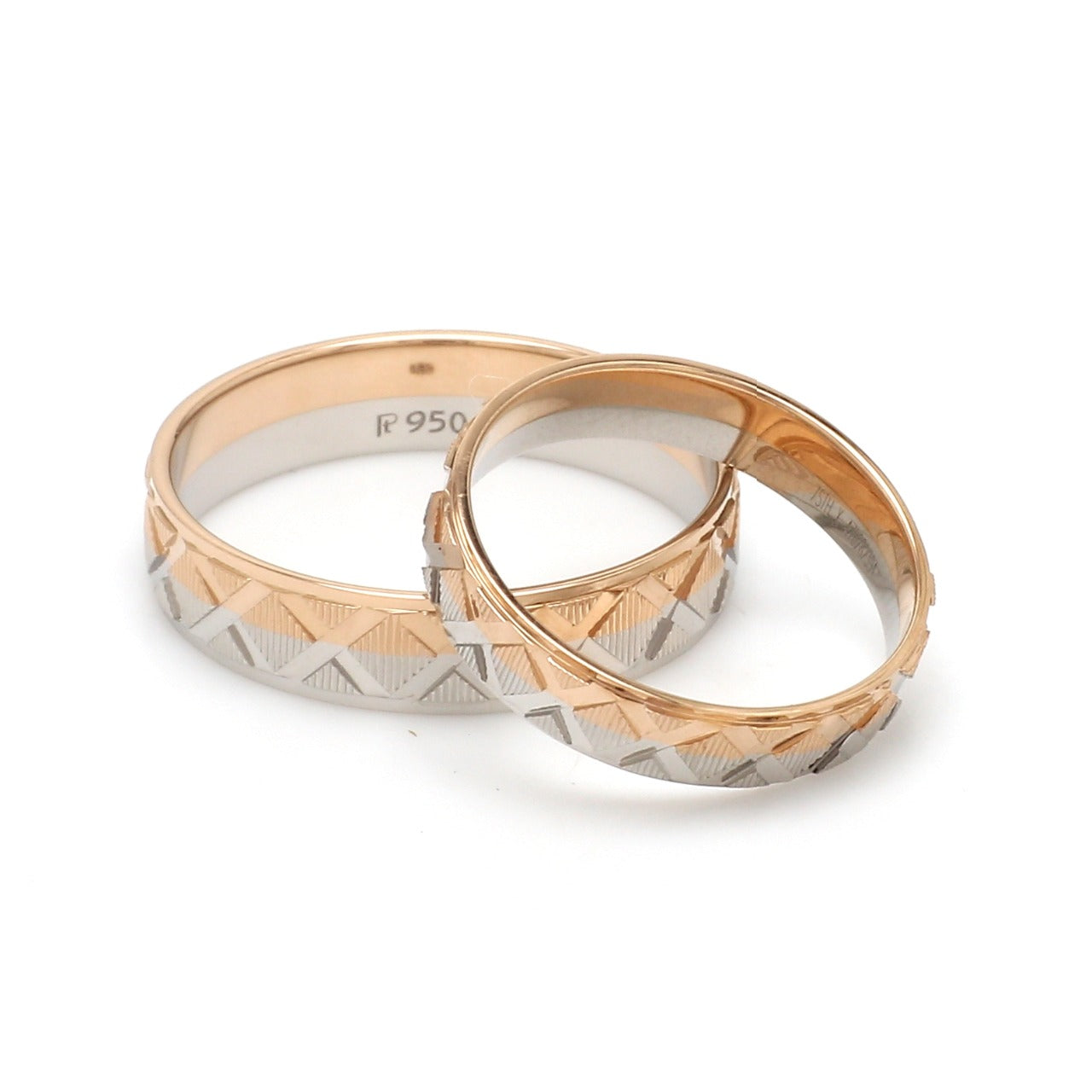 Designer Unisex Platinum & Rose Gold Couple Rings JL PT 1122   Jewelove.US