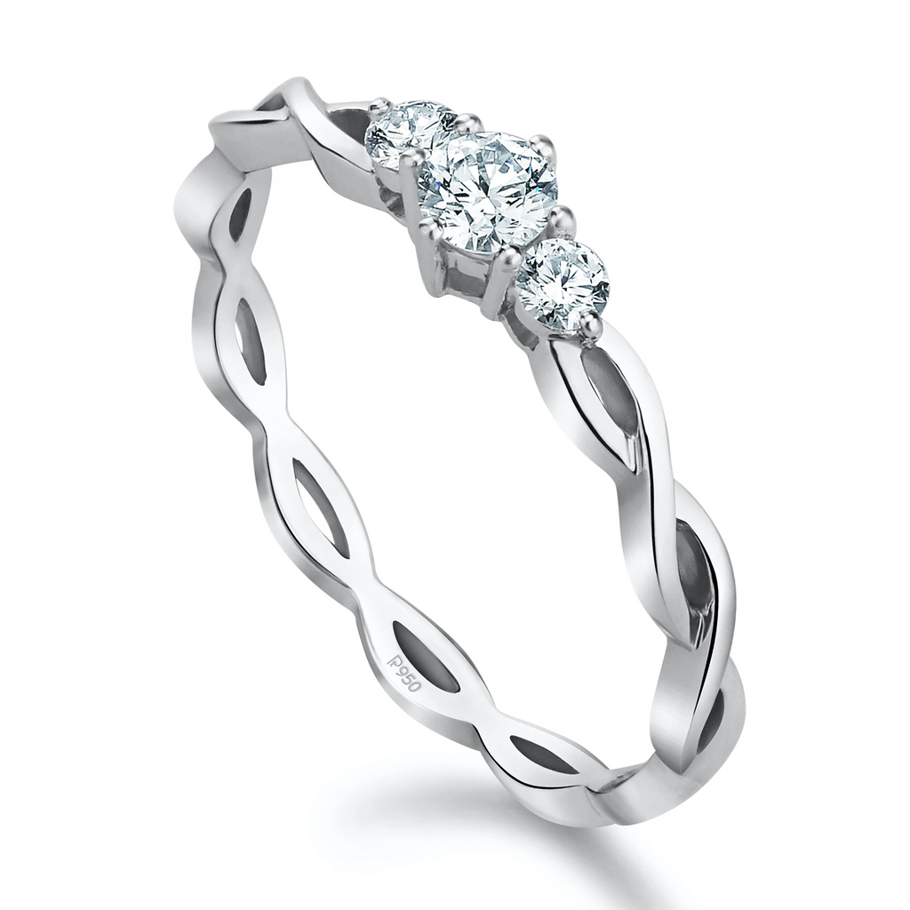 3 Diamond Platinum Solitaire Ring with a Twist JL PT 932  SI-IJ Jewelove.US