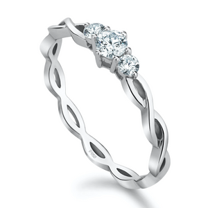3 Diamond Platinum Solitaire Ring with a Twist JL PT 932