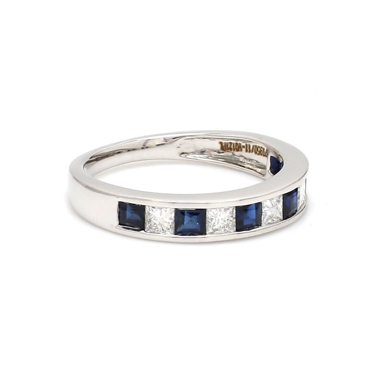 Platinum Blue Sapphire Diamond Princess Cut Wedding Ring JL PT 1012   Jewelove