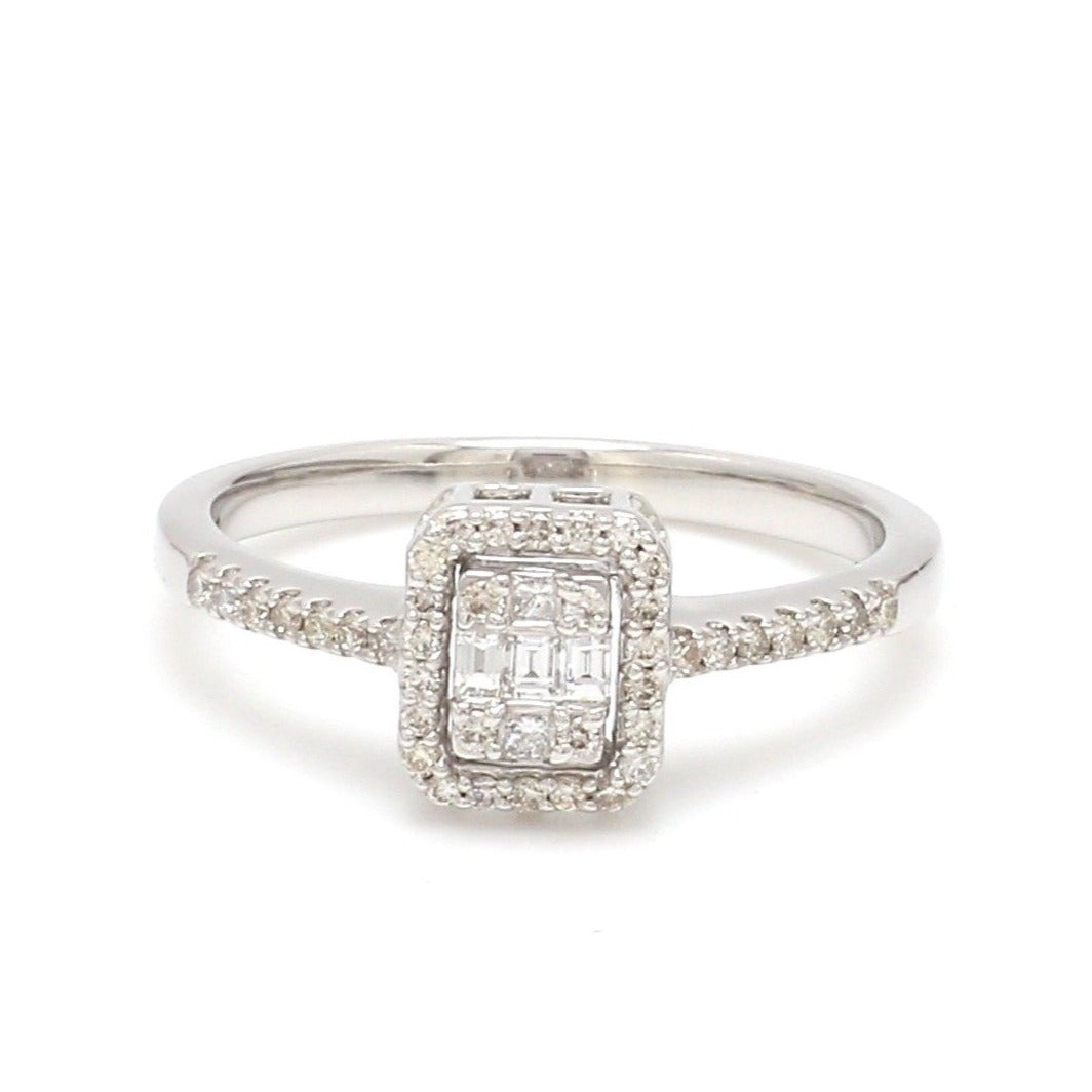 Emerald Cut Solitaire-look Platinum Engagement Ring for Women JL PT 1011   Jewelove