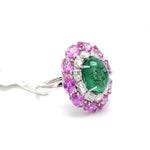Load image into Gallery viewer, Designer Emerald Ring with Pink Sapphire &amp; Rose Cut Diamonds for Women JL AU 22RG0001   Jewelove
