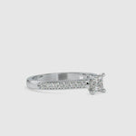 Load and play video in Gallery viewer, 50-Pointer Princess Cut Platinum Solitaire Engagement Ring with Diamond Studded Shank JL PT US-0011
