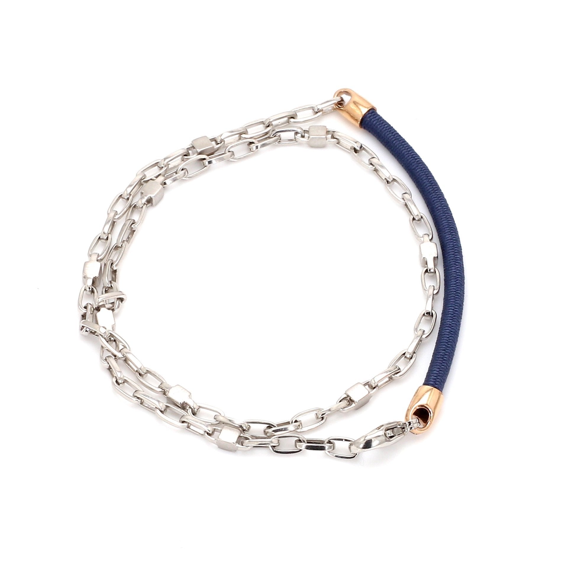 Men of Platinum | Platinum Fabric Link Bracelet with Rose Gold JL PTB 716