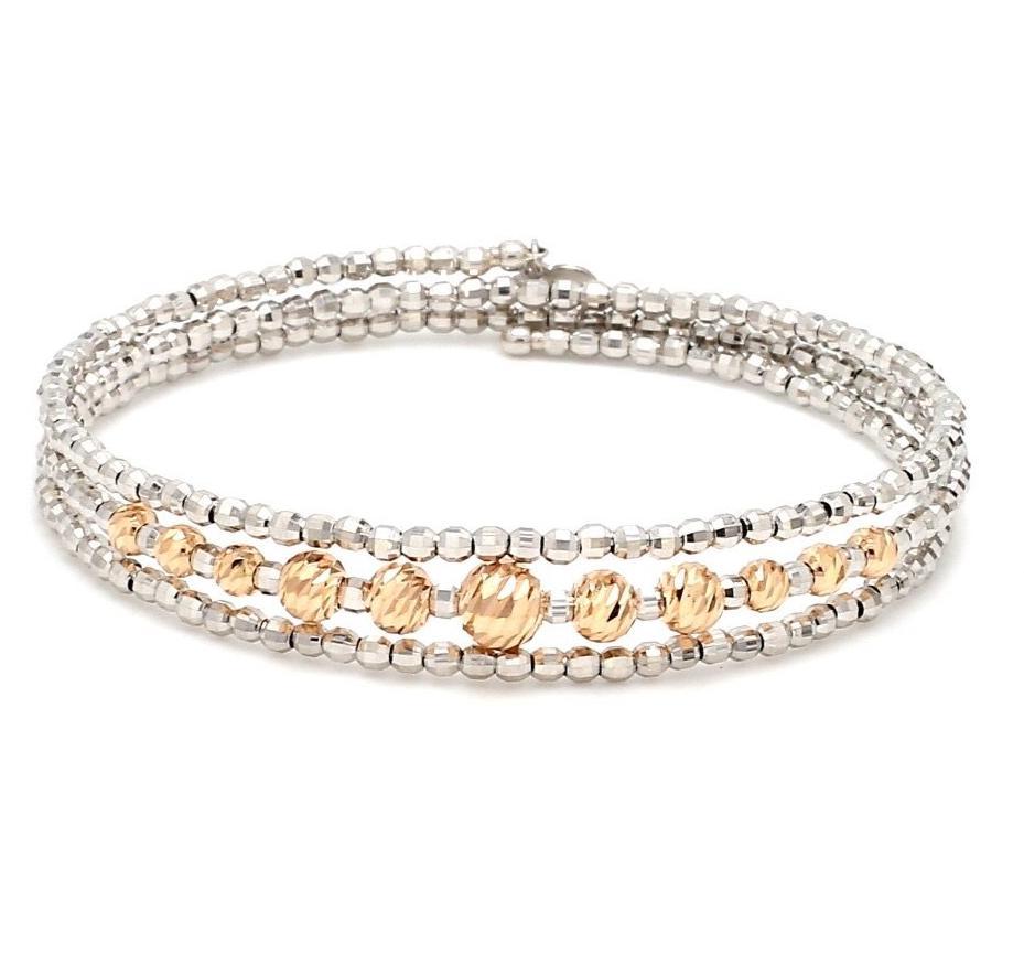 Dazzling Shiny 3-row Flexible Japanese Platinum & Rose Gold Bracelet for Women JL PTB 724