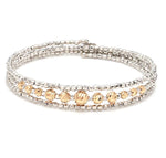 Load image into Gallery viewer, Dazzling Shiny 3-row Flexible Japanese Platinum &amp; Rose Gold Bracelet for Women JL PTB 724
