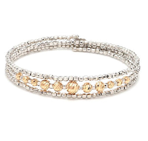 Dazzling Shiny 3-row Flexible Japanese Platinum & Rose Gold Bracelet for Women JL PTB 724
