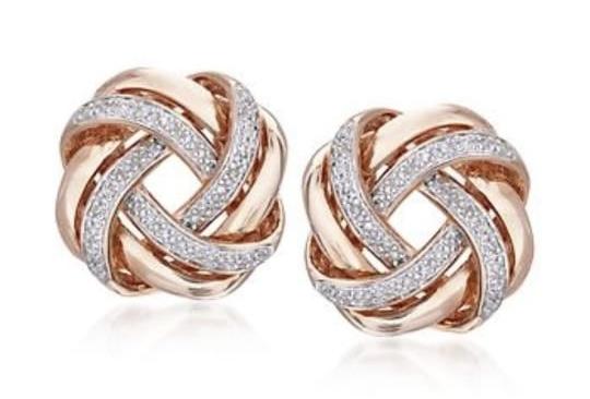 Customised 14K Rose Gold + White Gold earrings with diamonds   Jewelove.US