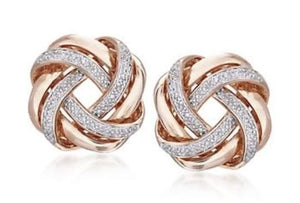 Customised 14K Rose Gold + White Gold earrings with diamonds   Jewelove.US