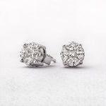 Load image into Gallery viewer, Solitaire Look Invisible Setting Earrings in 18K White Gold JL AU E 299  18K-Gold Jewelove
