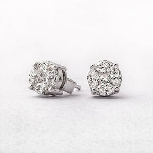 Solitaire Look Invisible Setting Earrings in 18K White Gold JL AU E 299  18K-Gold Jewelove