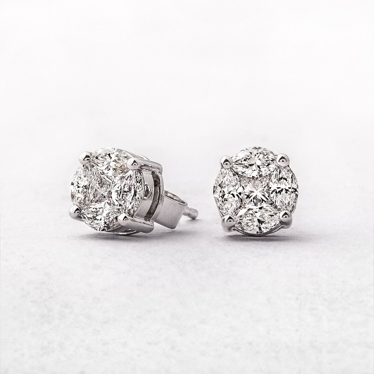 Solitaire Look Invisible Setting Earrings in Platinum JL PT E 299  Platinum Jewelove