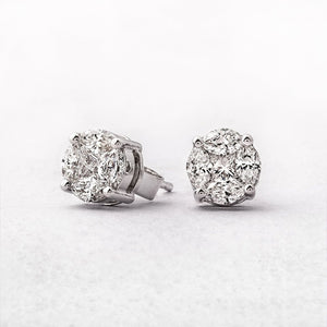 Solitaire Look Invisible Setting Earrings in Platinum JL PT E 299  Platinum Jewelove