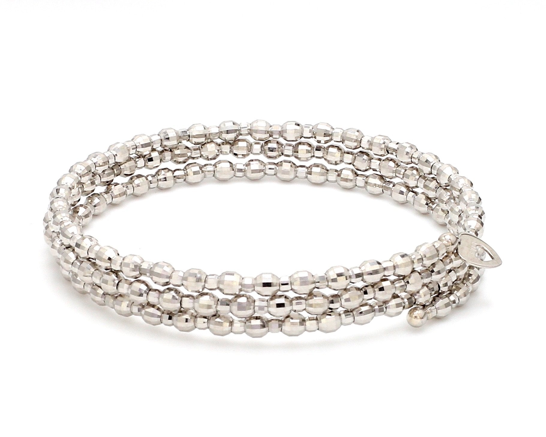 Dazzling Shiny 3-row Japanese Platinum Bracelet for Women with Diamond Cut Balls JL PTB 721