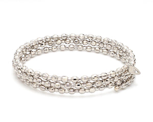 Dazzling Shiny 3-row Japanese Platinum Bracelet for Women with Diamond Cut Balls JL PTB 721