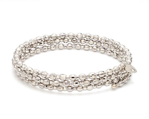 Dazzling Shiny 3-row Japanese Platinum Bracelet for Women with Diamond Cut Balls JL PTB 721   Jewelove.US