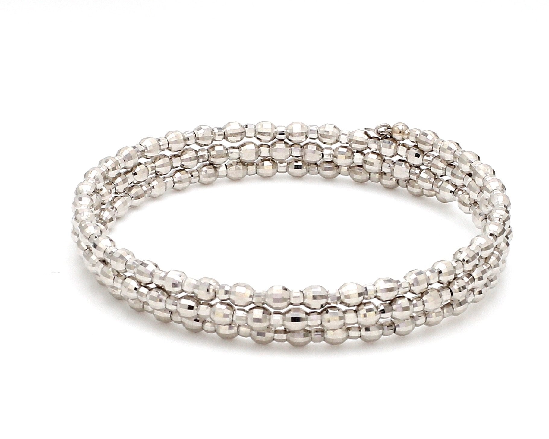 Dazzling Shiny 3-row Japanese Platinum Bracelet for Women with Diamond Cut Balls JL PTB 721