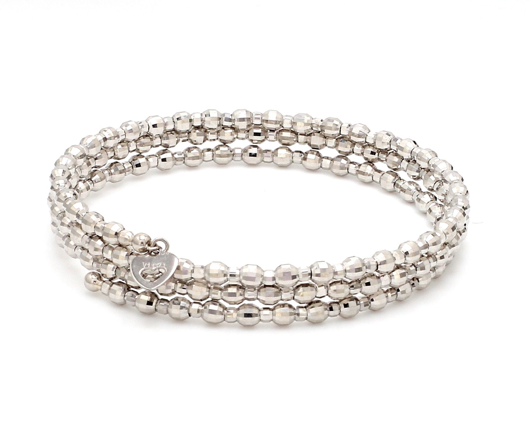 Dazzling Shiny 3-row Japanese Platinum Bracelet for Women with Diamond Cut Balls JL PTB 721   Jewelove.US