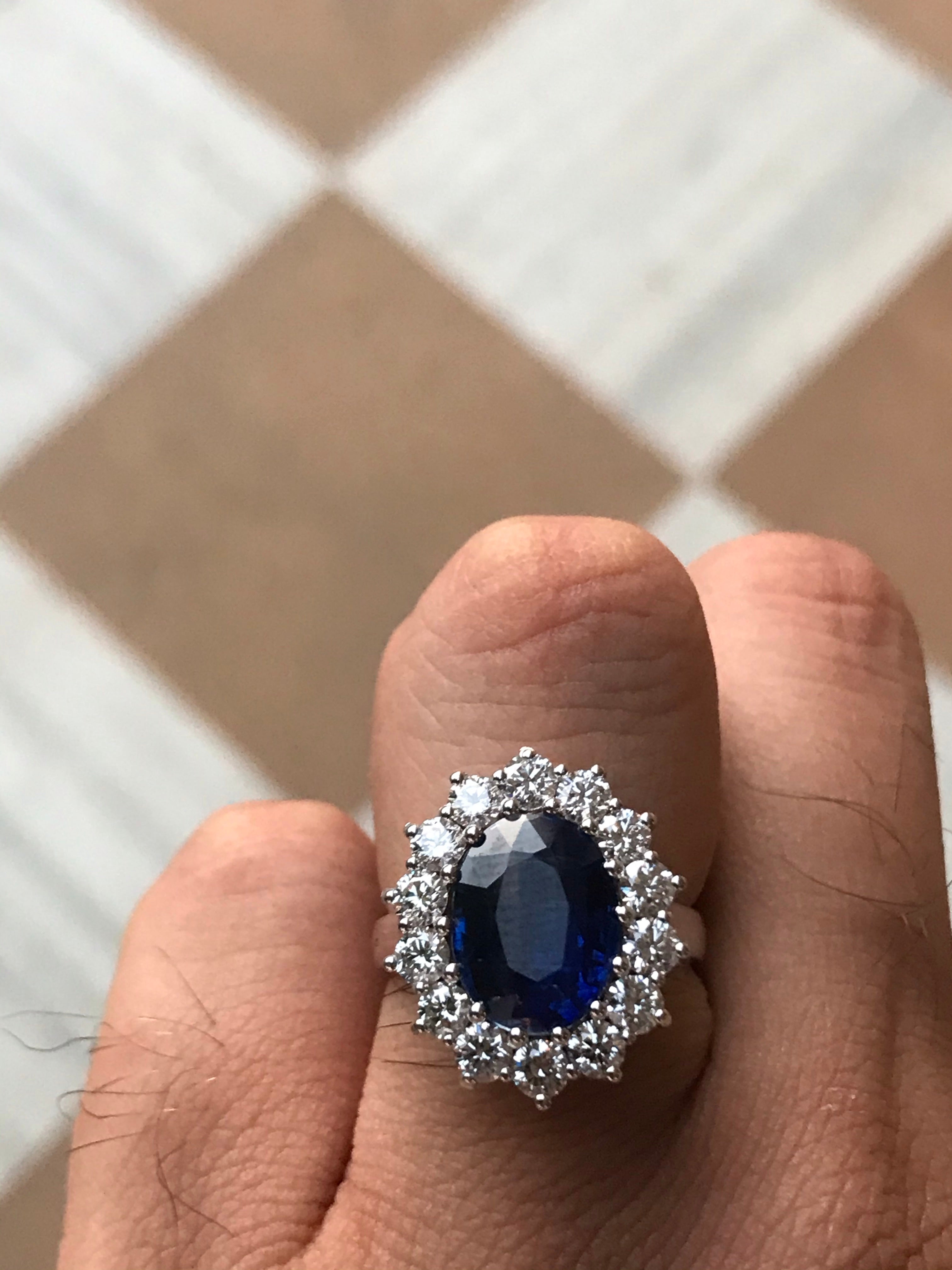 Customised 18K white gold & kyanite ring with diamonds   Jewelove™