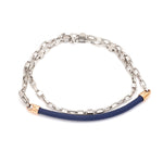 Load image into Gallery viewer, Men of Platinum | Platinum Fabric Link Bracelet with Rose Gold JL PTB 716
