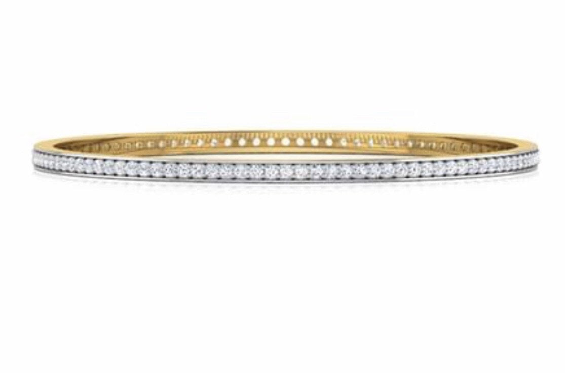 18K Gold with Diamonds Single Line Eternity Bangle