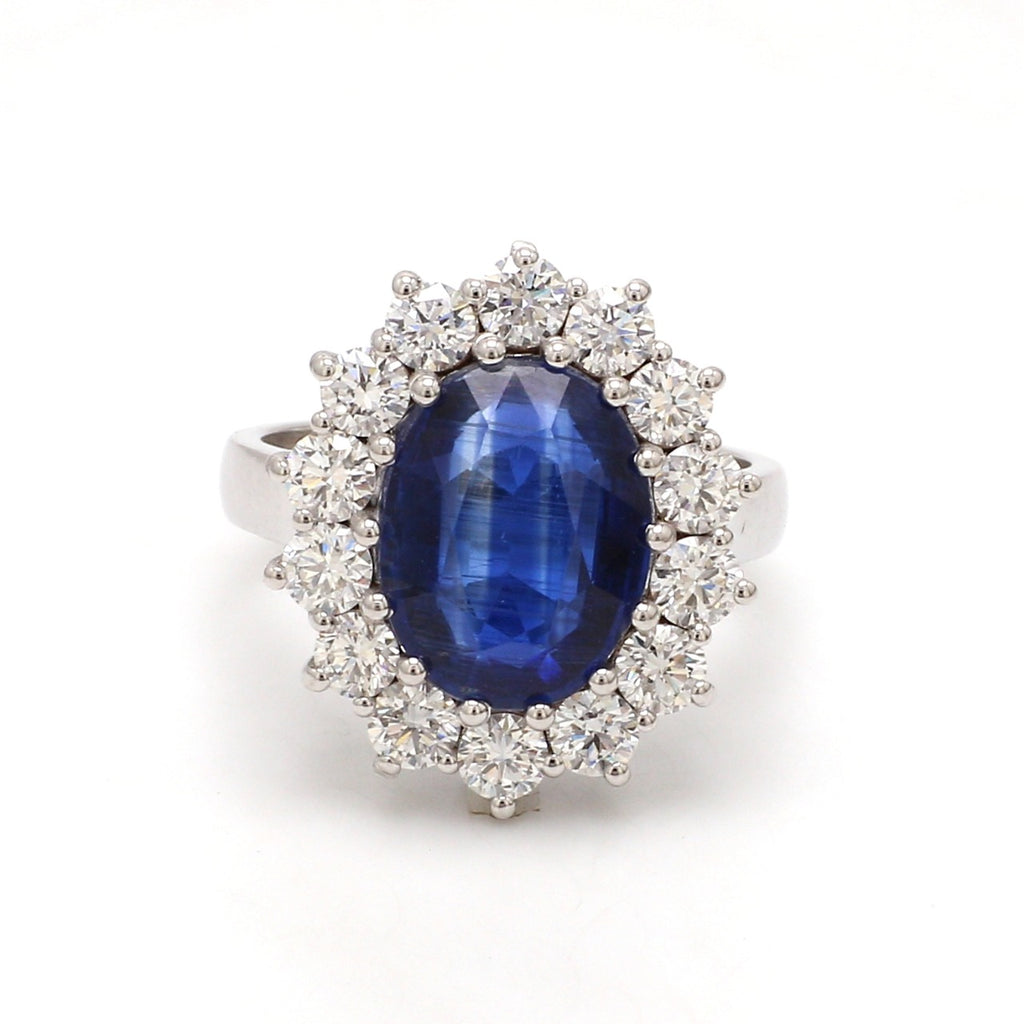 Customised 18K white gold & kyanite ring with diamonds  VVS-GH Jewelove™