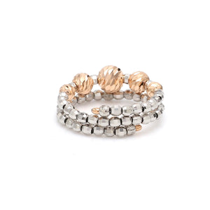 Flexible Platinum & Rose Gold Ring with Diamond Cut Balls JL PT 719   Jewelove.US