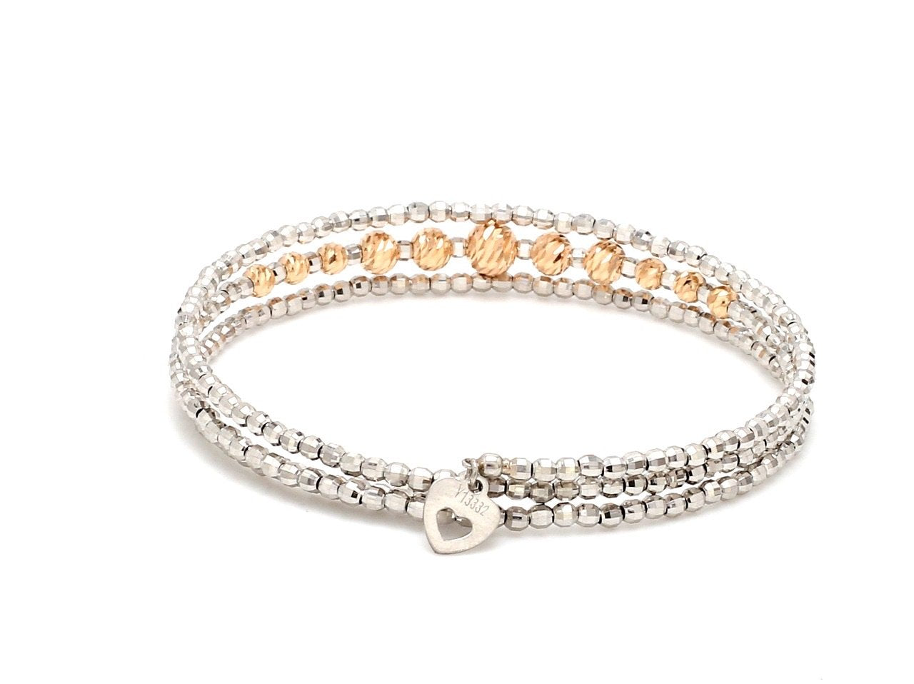 Dazzling Shiny 3-row Flexible Japanese Platinum & Rose Gold Bracelet for Women JL PTB 724   Jewelove.US