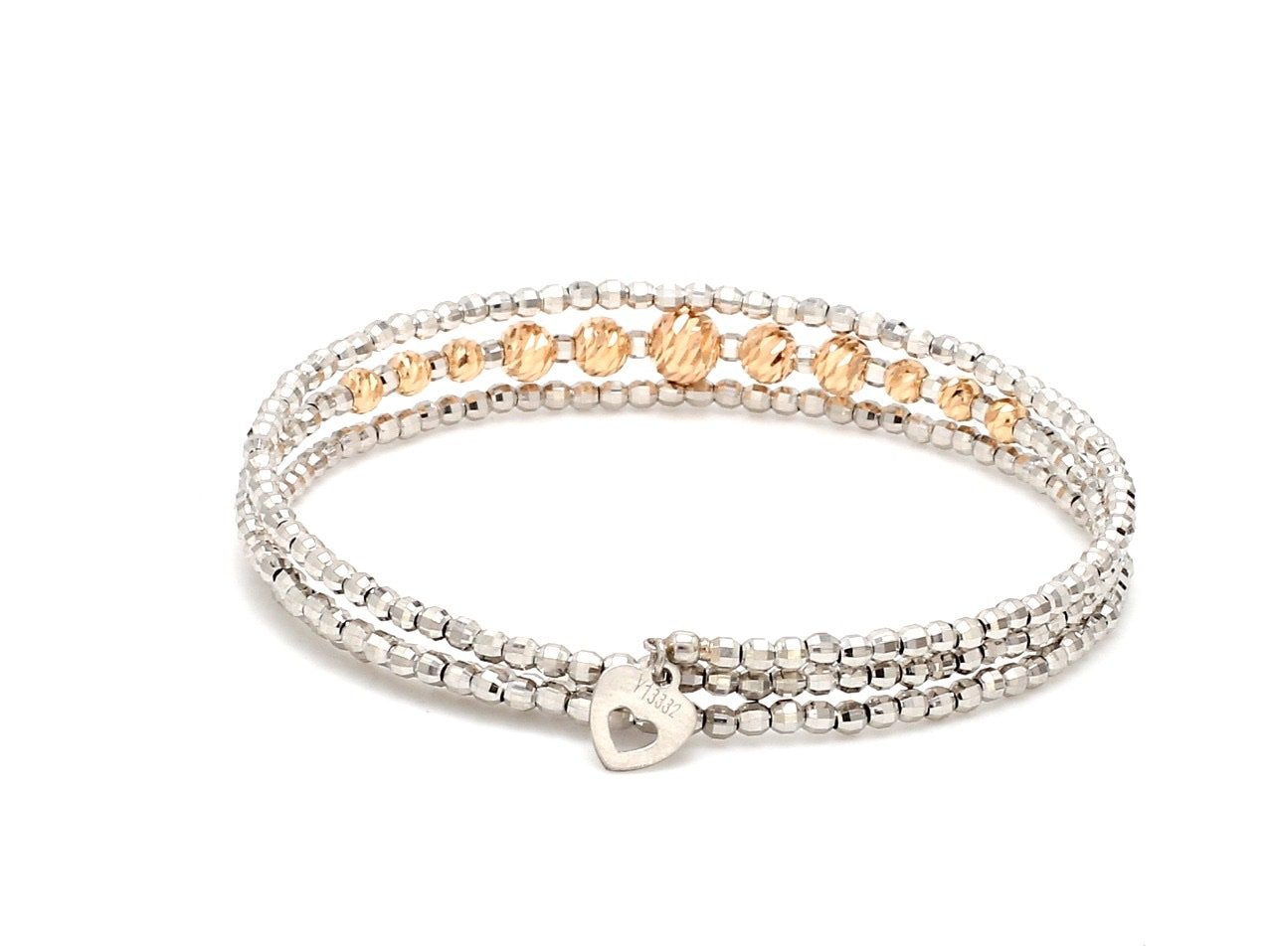 Dazzling Shiny 3-row Flexible Japanese Platinum & Rose Gold Bracelet for Women JL PTB 724