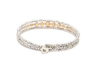 Dazzling Shiny 3-row Flexible Japanese Platinum & Rose Gold Bracelet for Women JL PTB 724   Jewelove.US