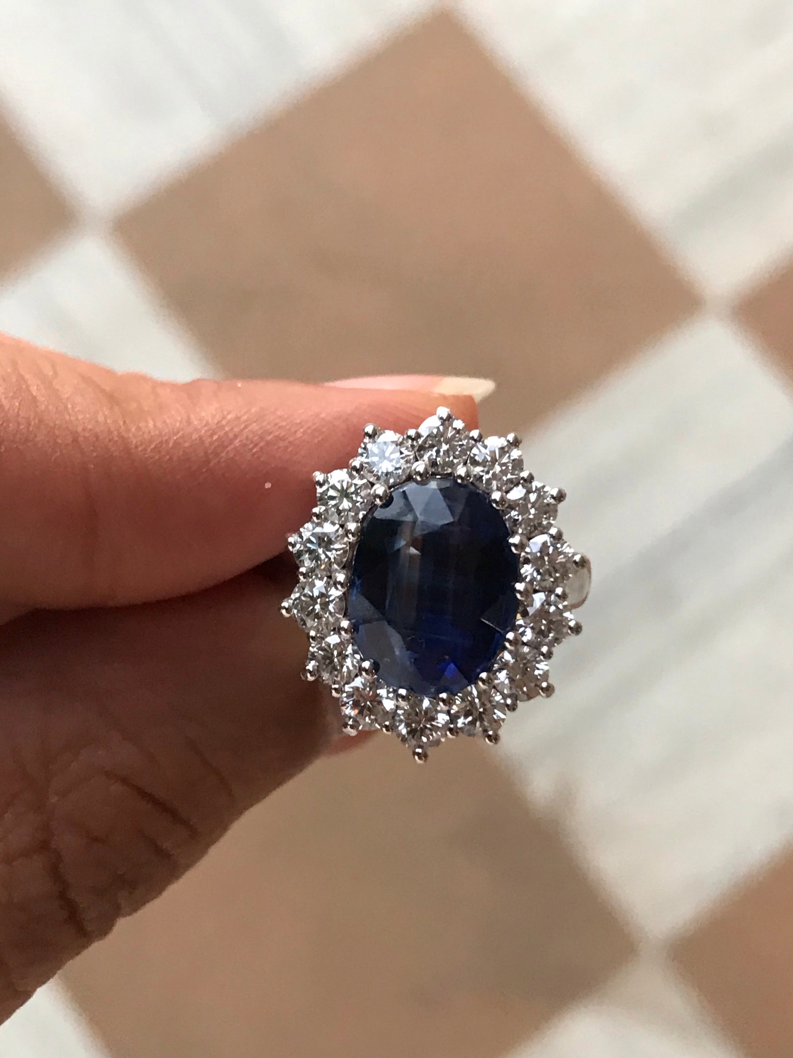 Customised 18K white gold & kyanite ring with diamonds   Jewelove™