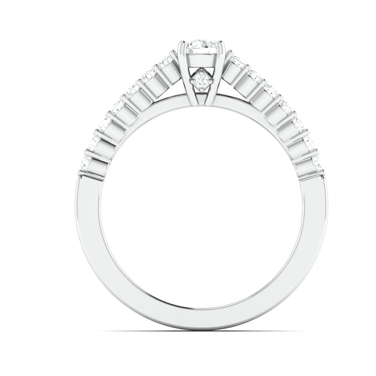 30-Pointer Platinum Engagement Solitaire Ring with Diamond Accents JL PT 674